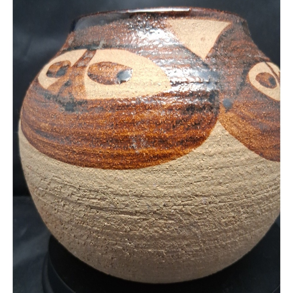 Studio Art Pottery with Abstract Glazed Figures, possibly Anthropomorphic